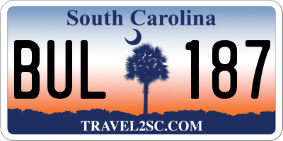 SC license plate BUL187