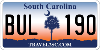 SC license plate BUL190
