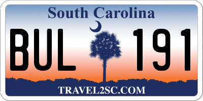 SC license plate BUL191