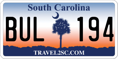SC license plate BUL194