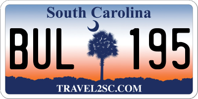 SC license plate BUL195