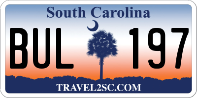 SC license plate BUL197
