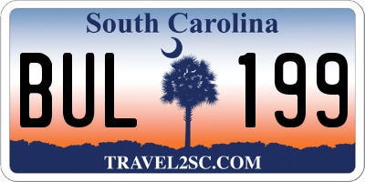 SC license plate BUL199