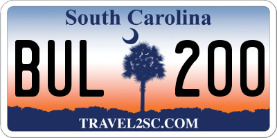 SC license plate BUL200