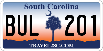SC license plate BUL201