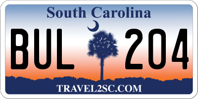 SC license plate BUL204