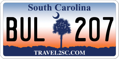 SC license plate BUL207