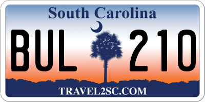 SC license plate BUL210