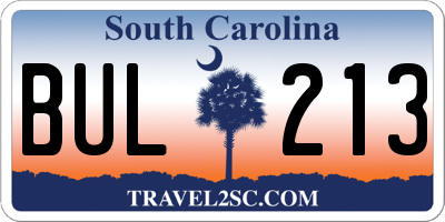 SC license plate BUL213