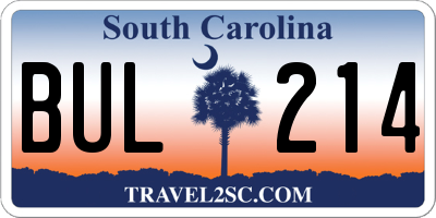 SC license plate BUL214