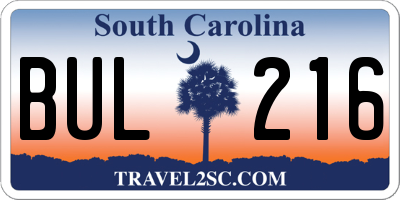 SC license plate BUL216