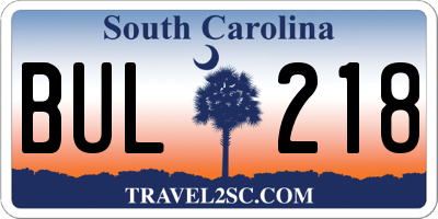 SC license plate BUL218
