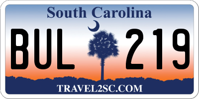 SC license plate BUL219