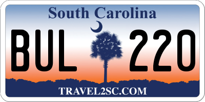 SC license plate BUL220