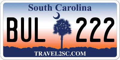 SC license plate BUL222