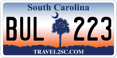 SC license plate BUL223