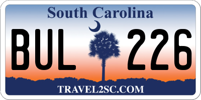 SC license plate BUL226