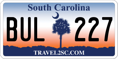 SC license plate BUL227
