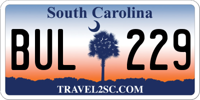 SC license plate BUL229