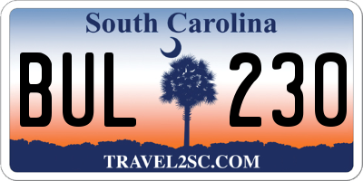 SC license plate BUL230