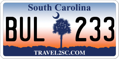 SC license plate BUL233