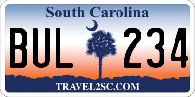SC license plate BUL234