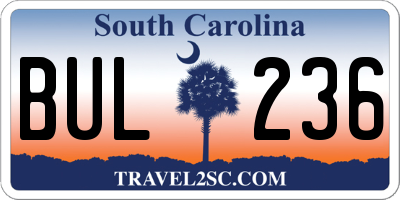 SC license plate BUL236