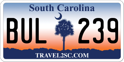 SC license plate BUL239