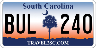 SC license plate BUL240