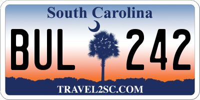SC license plate BUL242