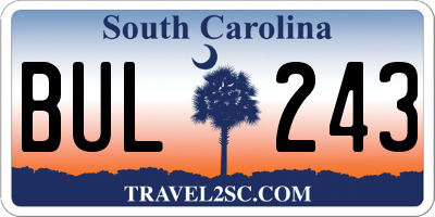 SC license plate BUL243