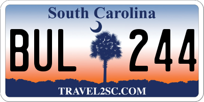 SC license plate BUL244