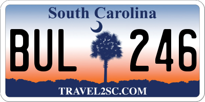 SC license plate BUL246