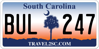 SC license plate BUL247