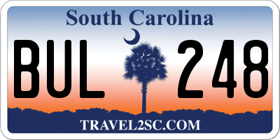 SC license plate BUL248