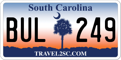 SC license plate BUL249