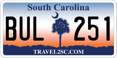 SC license plate BUL251