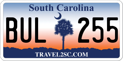 SC license plate BUL255