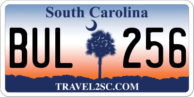 SC license plate BUL256