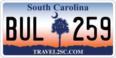 SC license plate BUL259
