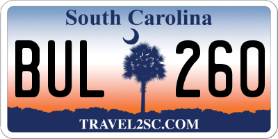 SC license plate BUL260