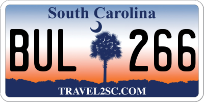 SC license plate BUL266