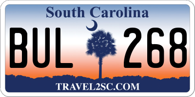 SC license plate BUL268