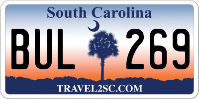 SC license plate BUL269