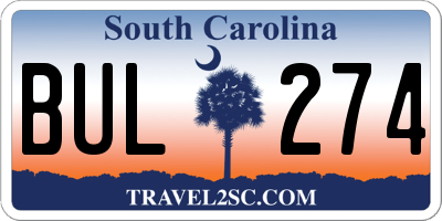 SC license plate BUL274