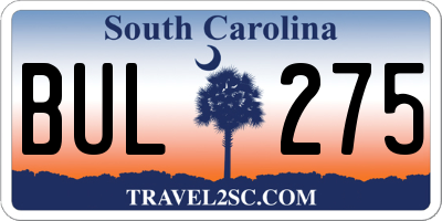 SC license plate BUL275