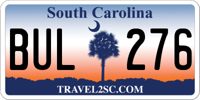 SC license plate BUL276