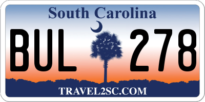 SC license plate BUL278