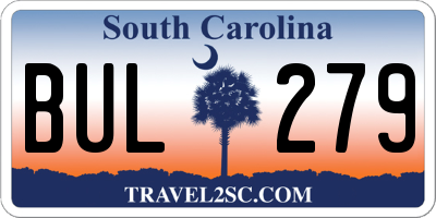 SC license plate BUL279