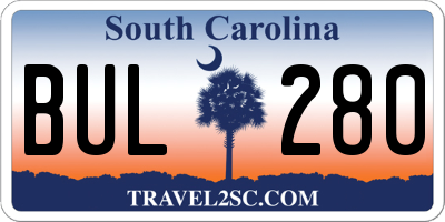 SC license plate BUL280
